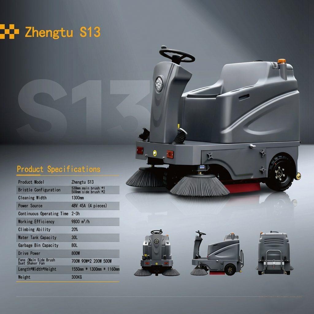 zhengtu-s13-compact-ride-on-sweeper-agile-powerful-floor-cleaning